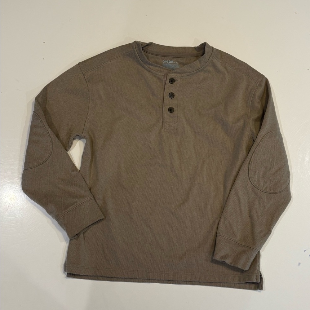 Cat & Jack Brown Long Sleeve Henley Shirt